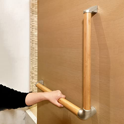 Haltegriff Für Senioren,L-Typ Badewannengriff Anti-Rutsch Badezimmer Sicherheitsgriff,Wandhaltegriff WC Griff Aufstehhilfe Massivholz Duschgriff,Für Toiletten,Bad (59.5x59.5cm/23.4x23.4in)