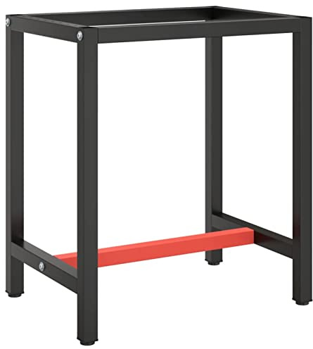 Gecheer Werkbankgestell Metallgestell, Werkbank Gestell Werkstatttisch Arbeitstisch Werktisch Tischgestell Metall Mattschwarz und Mattrot 70x50x79 cm für Werkstatt und Arbeitsbereich