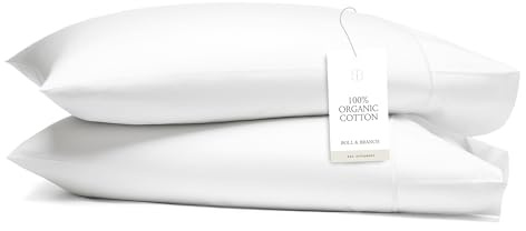 Boll & Branch Signature Hemmed Pillowcase Set - Standard, White - Luxury 100% Organic Cotton - Buttery Soft and Breathable - Softer with Every Wash - 2 Pillowcases Included