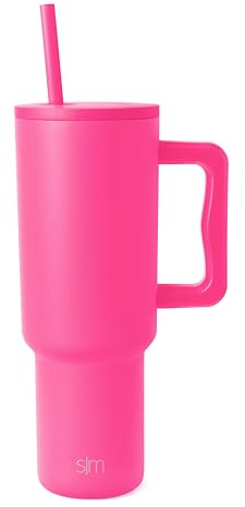 Simple Modern Vaso Térmico con Pajita y Asa| Taza Termica Café para Llevar | Botella de Agua Acero Inoxidable Aislado para café helado | Trek | 1180ml | Raspberry Vibes | Trek - Vaso de viaje, botella de agua aislada, apta para portavasos, taza de acero inoxidable | Raspberry Vibes
