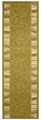 Mazovia rutschfest Teppich Läufer Flur - Modern Muster Teppichläufer - Kurzflor Flurläufer für Vorzimmer Küche - ÖKO-TEX Zertifiziert - Meterware Grün 80 x 150 cm