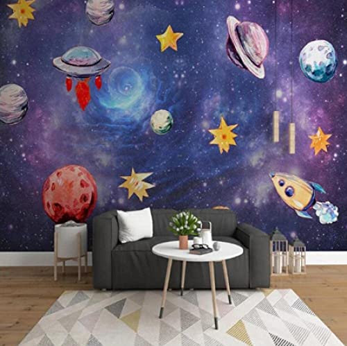 Wandbilder Fototapete - Universum Galaxie Weltraum Planet - Tapete Zum Abziehen Und Aufkleben - 3D-Wandbild Für Kinderzimmer, Wandkunst, Poster, Bild, Junge, Mädchen, Schlafzimmer, G 350(B)x256(H)cm