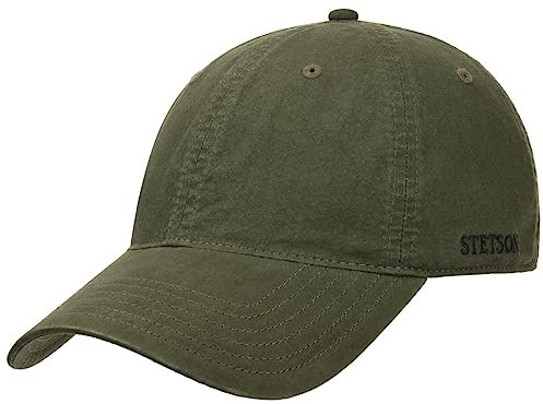 Stetson Ducor Sun Guard Fullcap Herren Baseballcap aus Bio-Baumwolle nachhaltig Frühjahr Sommer Cap mit Sonnenschutz UV 40 Stonewashed-Look Outdoorcap dunkeloliv M (56-57 cm)