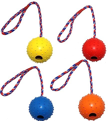 4 Stücke Hunde Ball auf Seil Interaktiver Hunde Training Spielzeug auf Seil Belohnung Übung Spielzeug