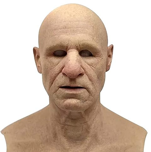 AEIOFU Halloween Mask Realistic Bareheaded Old Man Mask Latex Full Face Scary Halloween Headgear for 8+ Years Old Party Parade Cosplay Mask
