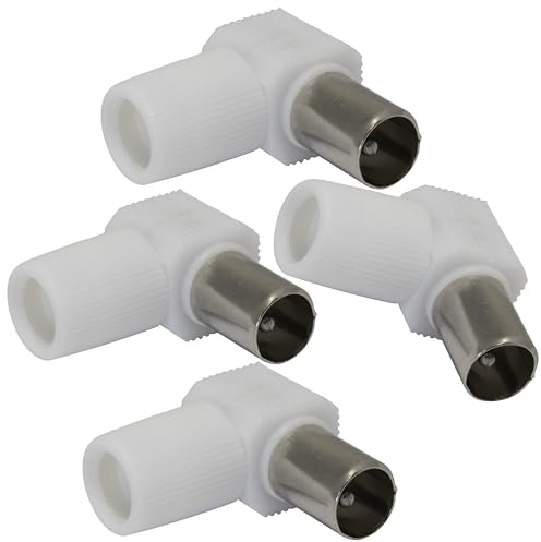 Aerzetix - C69582 - Set di 4 connettore spina di antenna RF maschio angolare 90° Ø9.5mm TV per cavi coassiali - SAT adattatore presa televisione accoppiatore