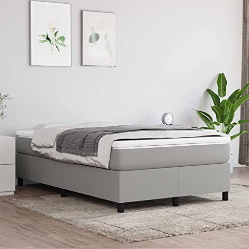 Prissent Boxspringbett 120x200 cm mit Stützbeinen und Samt Bettrahmen - Doppelbett oder Einzelbett für Schlafzimmer in Hellgrau