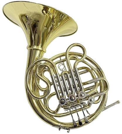 Gelbmessing-Goldlack-Waldhorninstrumente, Schiebestimmung, 4 Tasten, Zweireihiges Waldhorn Mit Koffer Waldhorn-Set