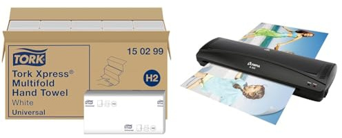 Tork Xpress Multifold Papierhandtücher 150299 - H2 Universal Falthandtücher für Handtuchspender - mehrfach gefaltet & Olympia - A330 Laminiergerät - Laminiergerät A3 und A4 - Laminierdicke bis zu 0