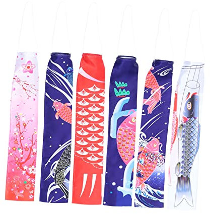 Sosoport 18stücke Japanische Karpfenflagge Dekorative Windsäcke Für Sushi-restaurants Garten Und Feste Lebensnahe Designs Romantischem Kirschblüten-stil Für Partys Und Feierlichkeiten