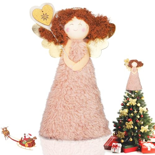 Johiux Engel-Weihnachtsbaumspitze, Dekoration, Weihnachtsbaumschmuck, Rosa