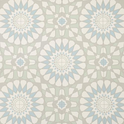 Green Rossette Tiles Magic Vinyl Flooring 2.8mm Thick Lino Roll Bathroom Kitchen (2m Wide x 2.5m Long)