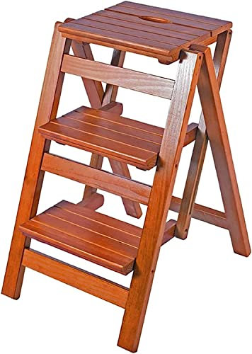 WLCNYL Marchepied Pliant en Bois à 3 Niveaux et échelle à 3 marches Étagère Pliable de sécurité Chaise d'escalier Domestique Sièges Marchepied Chaise Haute Étagère en Bois Escabeau pour Cadre de pl