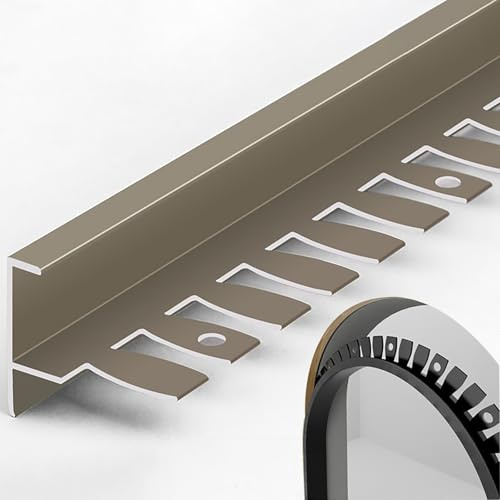 Raouoae Fliesenkanten Schutz Biegbar F-Form Fliesenabschlussprofil Treppenkantenprofil 135cm 2 Stück Metallprofil Stufenkantenprofil Für Laminat(Champagne,Höhe: 15mm)
