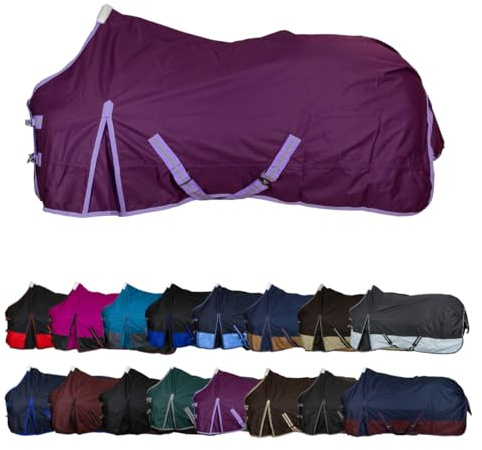 RL24 - Winterdecke Weidedecke 600D Basicline – atmungsaktive, Wind- & wasserdichte Outdoordecke mit Innenfutter & Kreuzbegurtung – Pferdedecke in Lila – 115cm (100g/m² Füllung)