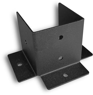 FenceEasy Fence Post Floor Fixing Bracket (4 Sizes Available) - Black (for 4 / 100mm Wood)