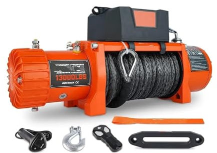 NADCFN Kit verricello Elettrico per Camion con capacità di carico di 13.000 libbre Corda Sintetica, verricello Fuoristrada Impermeabile per cric per Auto Sollevatore Auto