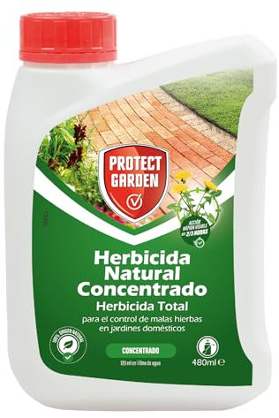 Protect Garden, Herbicida total de origen natural. Alternativa al glifosato de origen 100% natural. Acción rápida visible hasta 4 semanas. 480ml