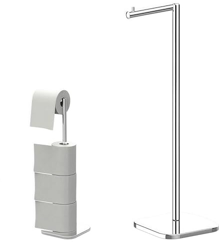 Free Standing Toilet Roll Holder – Stainless Steel Bathroom Stand with Heavy Base, Holds 5 Rolls & No Drill Storage, Anti-Rust Loo Roll Holder
