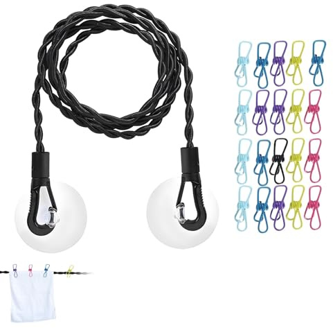 21 Pcs Set Clothes Lines for Outside, 3m/90.5in Travel Washing Line with 20 Clothes Clips for Indoor and Outdoor, Balcony, Outdoor Camping Use