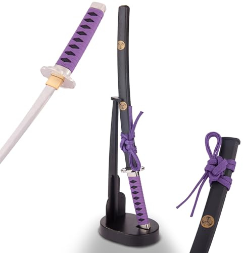 Brieföffner Schwert Mini Katana Schwert Scharf Echt 20 cm Hergestellt in Japan mit Ständer Brieföffner edel Japanische Clans