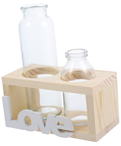 TOYANDONA Glas Vasen Im Nordischen Stil Dekoratives Tisch-Terrarium Mit Holzständer Für Pflanzen Vielseitig Einsetzbar Für Drinnen Und Draußen