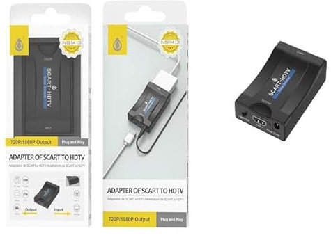 Adattatore - scart scart femmina a hdmi femmina, nero, converte segnale analogico in digitale, plug and play, ideale per connessioni video.