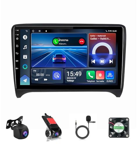 Generico Autoradio 9 Android 14 Double DIN per Audi TT (2006-2012) - Bluetooth, WiFi, Navigazione GPS, Telecamera AHD, Android Auto, CarPlay, Touch Screen, Impianto Stereo (T2 2+32G)