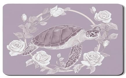 Turtle Dish Drying Mats For Kitchen Counter, Vintage Floral Absorbent Rubber Dish Drainer Rack Mat, Spring PU Leather Drying Pad For Kitchen Counter Coffee Bar Protector 12x20 Inch