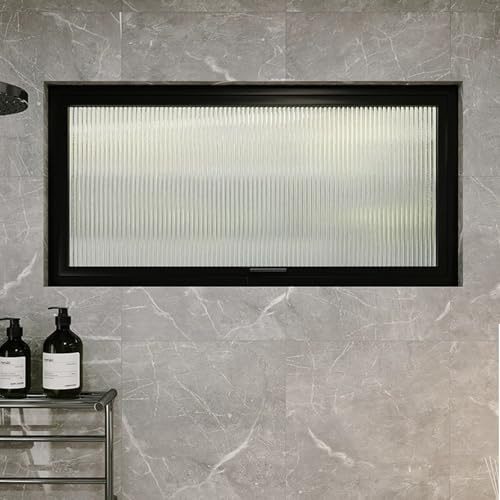 Flush Mount Rechteckiges Schiebefenster,Aluminium Fenster Window Kellerfenster,360°drehbare Lüftungs Ersatzfenster,Schuppenfenster aus gehärtetem Glas mit Griffen für Badezimmer,Schlafzimmer