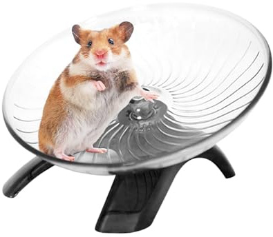 Hamster Fliegende Untertasse, Leises Hamster Laufrad aus Kunststoff Mit Stützrahmen, Transparentes Rad, Übungsrad Spielzeug für Rennmäuse, Mäuse oder andere Haustiere Stressabbau