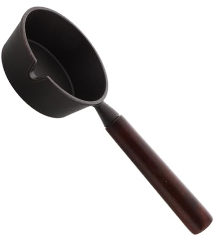 OFFSCH Sartén Pequeña de Hierro Fundido Antiadherente con Mango de Madera Crepera Mini para Tortillas y Huevos Resistente para Cocina de Gas Inducción y Horno