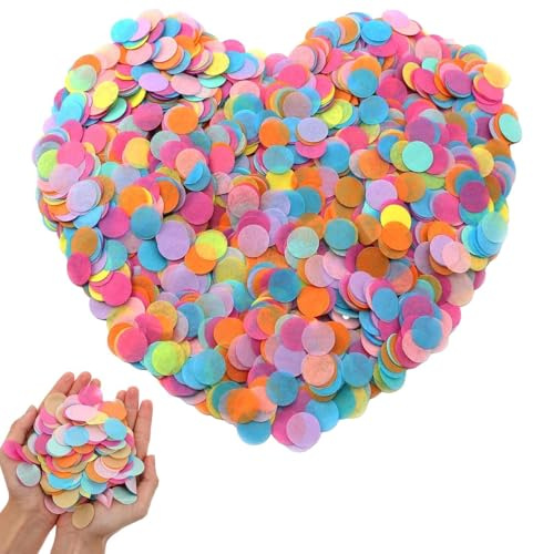 12000Pcs Colorful Round Shaped Confetti, Multicolor Table Confetti, DIY Crafts Scrapbooking Romantic Birthday Ball Decoration for Weddings, Birthday, Anniversary, Valentines