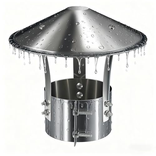 Vent systems Schornstein Rauchrohr Abdeckung Edelstahl Stahl Ofenrohr Deckel Schornsteinabdeckung mit Regenhaube Kamin Abgasrohr Abdeckung Schornsteinhaube mit Hut für Aussen(315mm/12.4inch)