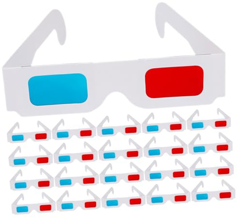 TEHAUX 40pcs Paper Glasses Lightweight Anaglyph Red Blue Movie Glasses for Cinema Games Dvds Comfortable and Design for Family Viewing