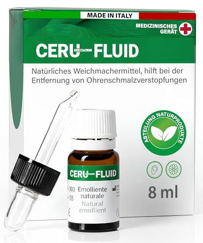 Natürliche Ohrentropfen 8ml – Pfropf Auflöser gegen Ohrenschmalz Ceru Fluid – Mit Tropfer für sichere Ohrenreinigung – Made in Italy
