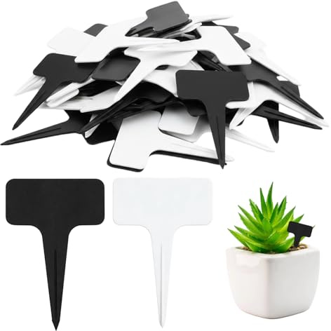 Plant Labels, 100 Pack Garden Markers, Black and White Tags for Seedling Identification, Durable and Reusable Plant Tags for Indoor and Outdoor Use