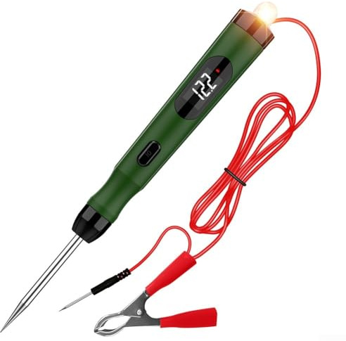 Probador de circuito automotriz P50 5V-30V con pantalla digital de voltaje, luz LED y detección de frecuencia para fusible, ABS, encendido, circuitos de inyección, verde