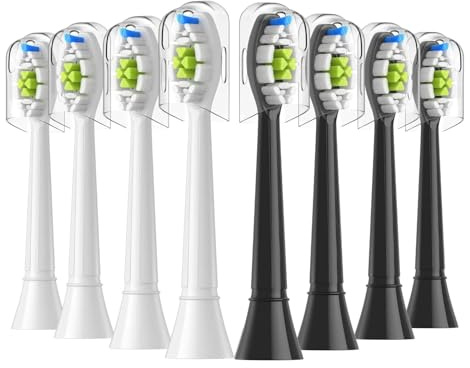 Têtes de brosse à dents rechange compatibles avec Philips Electric for EasyClean HealthyWhite et autres poignées clipser(4White 4Black)