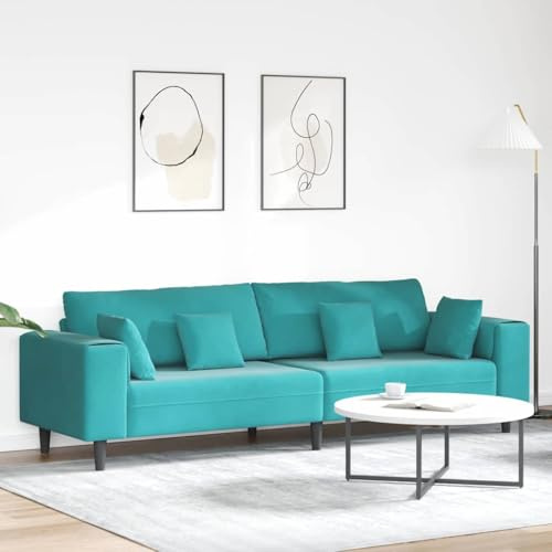 mtlskopl 4-Sitzer Samtsofa Türkis 250x77x76 cm Modernes Kleines Sofa mit Federkern & platzsparender Eckform für Living Room Corridor Bedroom