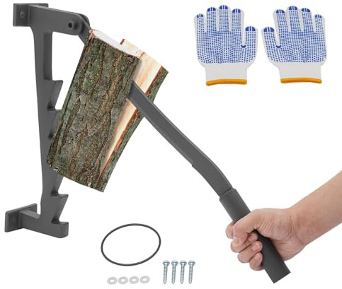 Manueller Holzspalter ohne Strom – Leichter & sicherer Hand-Holzspalter zum Hacken von Kaminholz, wand- oder baummontierbar