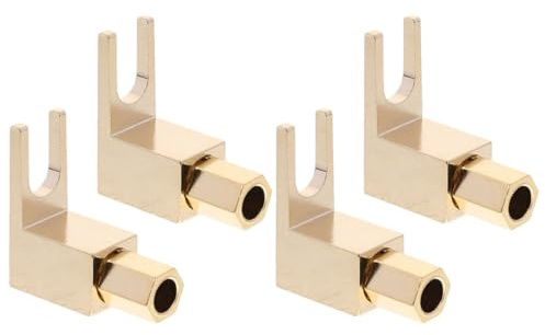 LALAFINA Connettori a Banana Angolo Retto l 4 Pezzi in Rame Placcato Oro per Cavi Altoparlanti, Morsetti a Forcella 90° per Amplificatori Audio Professionali