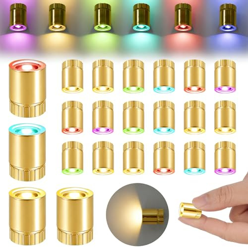 AUAUY 22 st mini LED-lampor för dockhus, mini LED små lampor, färgglada | Batteridriven guldsnäcka gör-det-själv miniatyrlampor för hantverk papperslykta, dockhusdekoration, festdekoration
