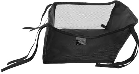 HAMPPLIES Bolsa Organizadora para Cochecito de Ñiño Pequeña sin Placa 32x22x13 Cm Negra, Gancho Ajustable y Cesta Inferior para Pañales, Biberones y Juguetes