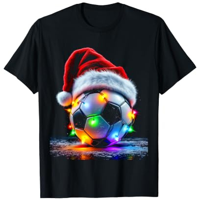 Ballon de Football Festif avec Bonnet de Père Noël et lumières T-Shirt