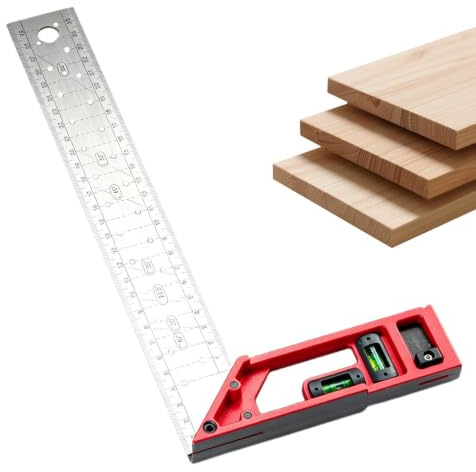 Square Ruler Tool | Multi-function Right Angle Measuring Ruler | 90 Degree Square Tool | for Furniture Cabinets Closet Wardrobe Chair Table Construction Carpentry Projects