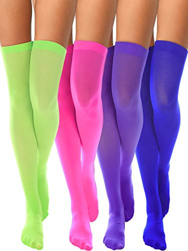Boao 4 Medias de Nylon (Rosado, Azul Real, Morado, Verde)