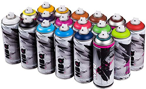 NBQ Pro Mate Spray de Pintura 400 ml 18 Unidades Colores Populares Graffiti Street Art Mural
