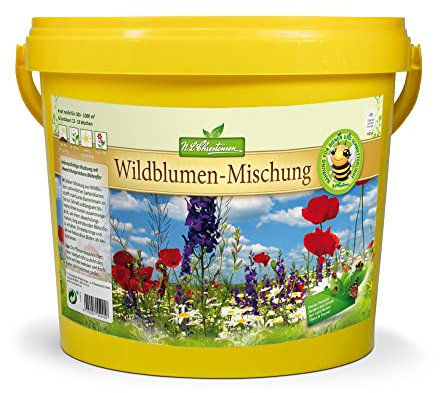 N. L. Chrestensen Wildblumen - Mischung | 5 l Eimer für 500-1000 m2 | Blumensamen mehrjährig winterhart | Wildblumenwiese für Bienen und Schmetterlinge | Für Garten, Wiese