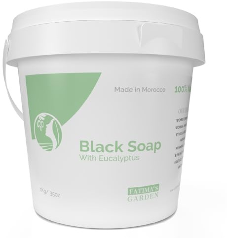 Fatima's Garden Savon Noir à l'Eucalyptus - Nettoyant Purifiant, 1kg